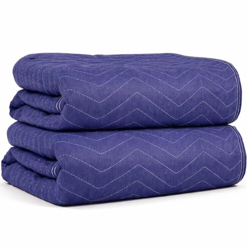 Image of US Cargo Control Moving Blankets 72 inchx80 inch, MBSAVER43 Econo Saver, (43 lb /doz weight), Professional Quilted Furniture Moving Pads for Packing, Shipping or Cargo Blanket, Blue, 2-Pack