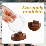2szt Gabloty na Krazki Hokejowe z Drewnianymi Podstawami, Akrylowy Stojak na Krazki Hokejowe Uchwyt na Krazek Hokejowy Stojak na Pamiatki do Eksponowania Kolekcji Krazków Hokejowych
