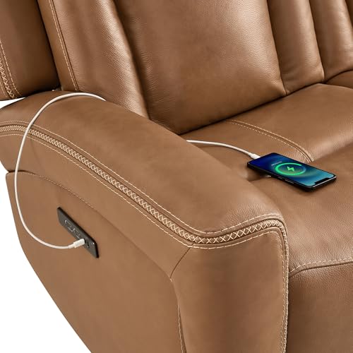 Image of CHITA Zero Gravity Leather Power Reclining Sofa, 3 Seater, Saddle