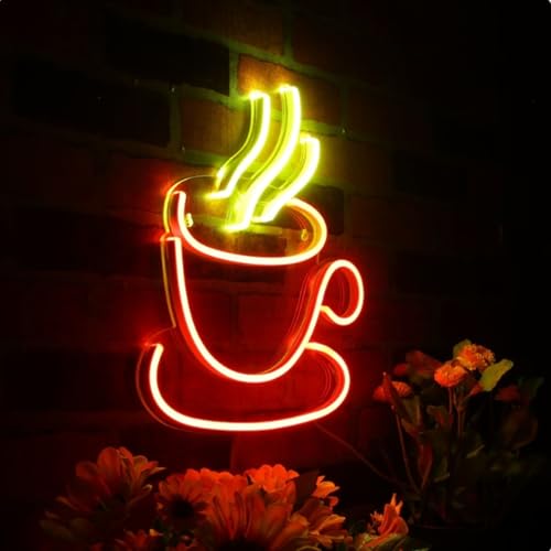 Image of Led Coffee Up Neon Sign Dimmable Acrylic Neon Signs for Coffee Shop Salon Home Bar Decor,Decorative Glow Signs for Room Pub Club Party Decoration,Usb Powered(Red)