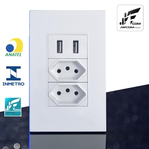 Tomada De Parede Duo Com 2 Entradas Usb Bivolt Jwcom