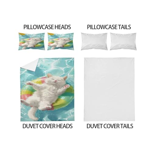Housse de couette chat parure de lit 200x200 microfibre