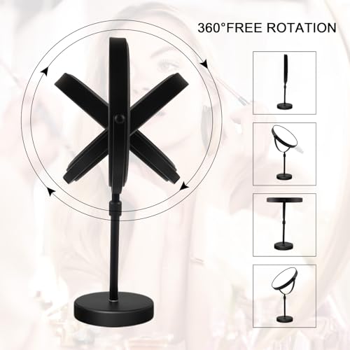 Nicesail 19 Inch Tall Makeup Mirror with 10X Magnification, 8 Inch Magnifying Mirror Tabletop with Pedestal, Height Adjustable Black (8 Inch, 10X) - Image 8