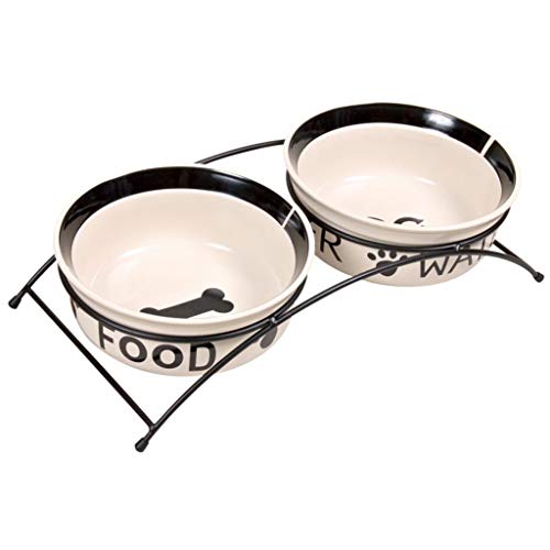 Trixie 24642 Napf-Set Eat on Feet, 2 × 1,6 l/ø20 cm, weiß/schwarz