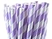 Openuye 1 X 25 Paper Drinking Straws Lavender Purple Stripes 7.75