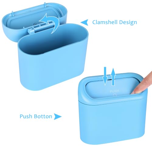 Image of Accmor Car Trash Can with Lid, 2 Pack Mini Vehicle Garbage Can, Leakproof Auto Dustbin with 30 Trash Bags, Garbage Container Bin for Car, SUV, Office (Blue)