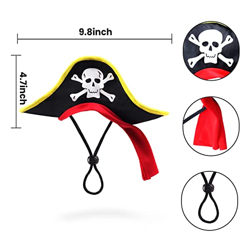 Aichiyu 2 Pieces Skull Print Pet Pirate Hat With Pirate Skull Bandana Dog Cat Captain Cap Halloween Pirate Cosplay Costume Halloween Party Hat Dress Up Costume Accessories (B) #TOP2