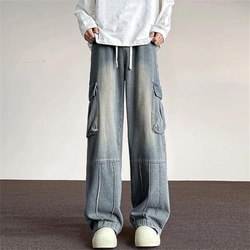 Men's Vintage High Waist Wide Leg Jeans Pants Classic Vintage Straight Jeans with Pockets3
