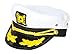 Cotton Embroidered Captain Adjustable Hat Cap - White/Black Bill (One Size)