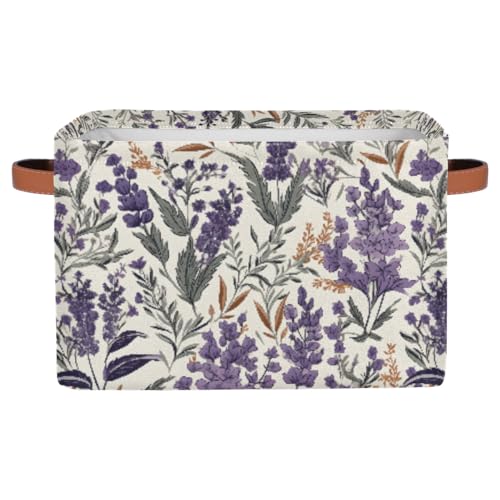 Mexpekil Boîte de rangement pour étagères avec poignée - Paniers de rangement pliables en forme de cube violet - Paniers d'étagère en tissu - Paniers de...