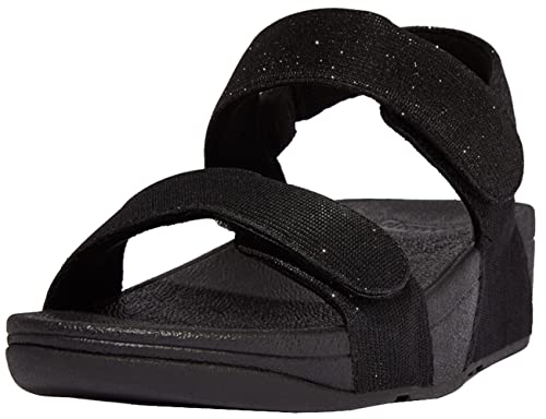 Fitflop Ga3090-060 Lulu Adjustable Shimmerlux Back-Strap Sandals All Black Us08 #TOP10