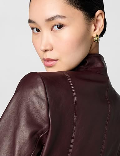 Image of Cole Haan Women's Leather Wing Collared Jacket (Standard and Plus Size)