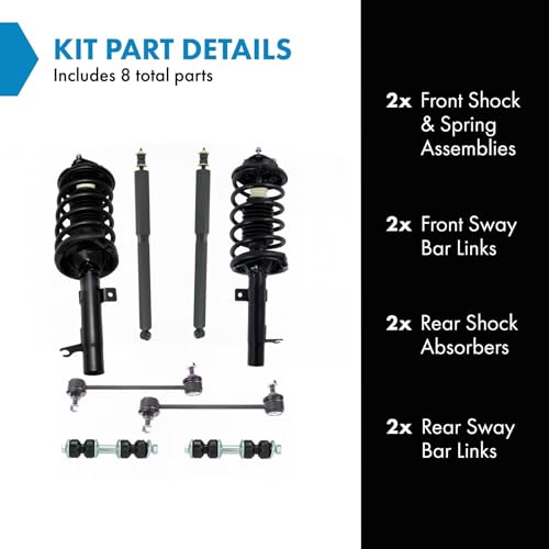 Image of TRQ Front and Rear Suspension Kit Complete Strut & Coil Spring Assembly Shock Absorber Sway Bar Stabilizer Link Compatible with 2000-2005 Ford Focus
