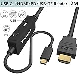 cable hdmi para xiaomi redmi note 4 【60W de Carga PD (Power Delivery)】El cable USB C HDMI 2 metros puede conectar fácilmente un teléfono movil/computadora/laptop con capacidad USB-C a un televisor/monitor/proyector con puerto HDMI. Un diseño adicional con un puerto de carga USB-C que ofrece hasta 20V/3A (60W) de energía para los dispositivos de carga de su cargador original mientras muestra video. Ya no hay problemas con la batería. 【Atención: este lote no es compatible con iPad Pro 2018】