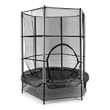 Klarfit Rocketkid cama elástica infantil (140 cm de diámetro, red de seguridad, apta para exterior o interior, peso máximo 50 kg, varillas acolchadas, gran estabilidad) - negro