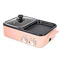 Electric Hot Pot with Korean BBQ Grill,Kbbq Grill Indoor, 2 In 1 Multifunction Nonstick Griddle,Great for Family Dinners, Grill Steak for Pasta,Separate Dual Temperature Control (Pink)