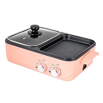 Electric Hot Pot with Korean BBQ Grill,Kbbq Grill Indoor, 2 In 1 Multifunction Nonstick Griddle,Great for Family Dinners, Grill Steak for Pasta,Separate Dual Temperature Control (Pink)