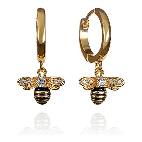 namana Gold Bumble Bee Hoop Earrings for Women, Gold Huggie Hoop Earrings for Women with Bumble Bee Charms, Gold Bumble Bee Earrings for Women, Small Bumble Bee Hoops for Women and Teen Girls Cover
