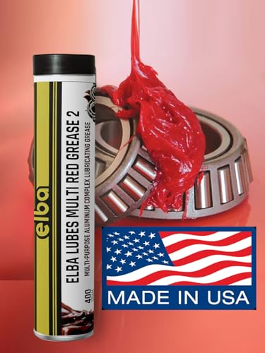Image of Elba Red Grease NLGI 2 | Semi-Synthetic High Temperature Heavy Duty Multi Purpose Grease | EP 2 | 14.09 oz Tube | For Agriculture, Industrial, Automotive Bearings | Prevents Corrosion | Made in USA