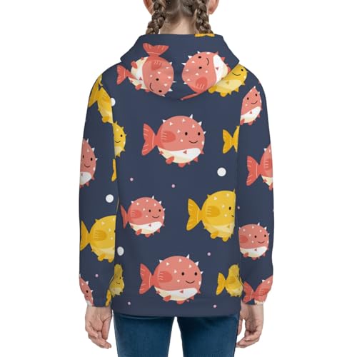 Cute Puffer Fish Kids Pullover Hoodies Boys Sweatshirts Girls Athletic Clothes with Pocket4