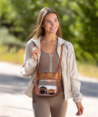 Image of Yarnic Clear Bag Stadium Approved, PVC Transparent Crossbody Purse Small Clear Crossbody Bag with Adjustable Shoulder Strap