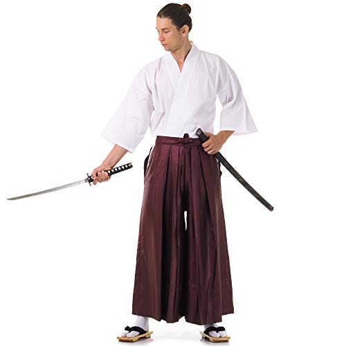 PRINCESS OF ASIA Japan Samurai Iaido Outfit Set Kendo Gi Kimono & Hakama Hose (Weinrot & Weiß) Cover