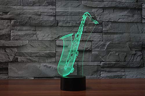 Lámpara de Mesa de Noche Ilusión 3D Saxofón con Control Remoto miniatura 5