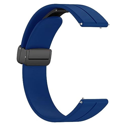Image of ACM Watch Strap Silicone Belt Magnetic Clasp 20mm compatible with Samsung Galaxy Watch 6 Classic 44mm & 47mm Smartwatch Sports Hook Band Dark Blue