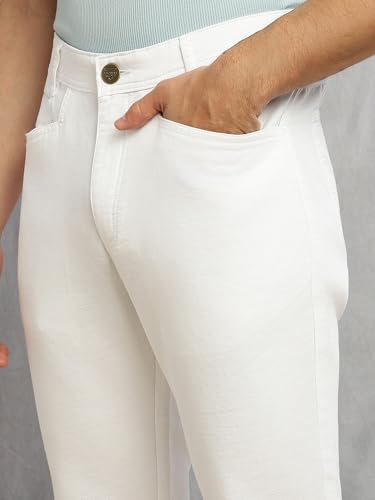 Image of Thomas Scott Men's Smart Straight Fit Chinos Trouser | Mid-Rise | Solid | 5-Pocket Design | Woven Fabric