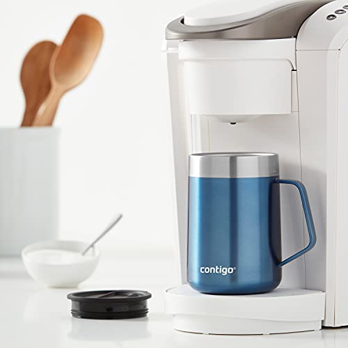 Contigo Streeterville Stainless Steel Vacuum-Insulated Mug With Handle And Splash-Proof Lid, 2-Pack, 14 Oz., Sake And Blue Corn #TOP4