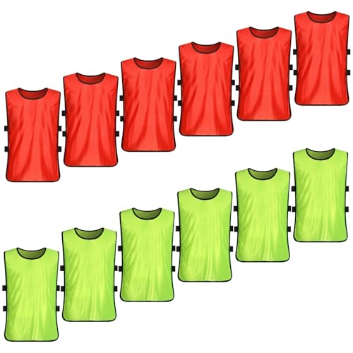 ifundom Ideales para Deportes en Equipo de Fútbol y Baloncesto 12 Chalecos de Entrenamiento de Poliéster Liviano y Secado Rápido, Talla S en Verano Adultos