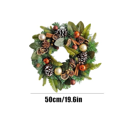 Corona de Navidad para puerta con piñas y follaje artificial 6