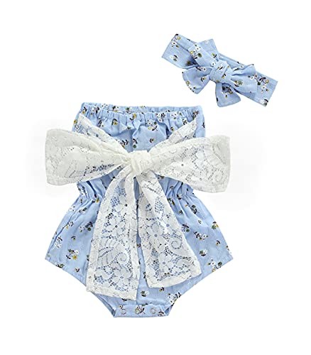 Image of 2PC Newborn Baby Girls Clothes Striped Jumpsuit Romper Playsuit Headband Outfits 0-24 Months