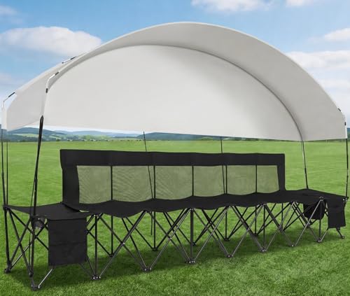1MORE Soccer Bench with Canopy, 6-Seat Folding Team Bench