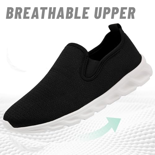 Image of Running Shoes Women Tennis Walking Gym Slip on Sneakers Workout Athletic Comfortable Fashion Sport Casual Shoe Black Size 9