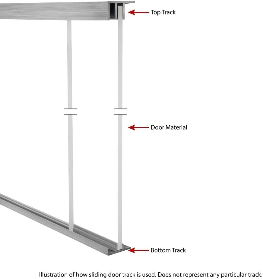 Aluminum 3-Foot Sliding Door Track Set for Glass or Wood Panels