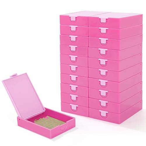Image of CATEARED 2-in-1 Diamond Art Storage Containers,Anti-static Diamond Art Trays With Lids Diamond Art Accessories, 2-in-1 Storage, Bead Storage & Line-Up, Box Package (Pink, 20 piece Tray Kit)