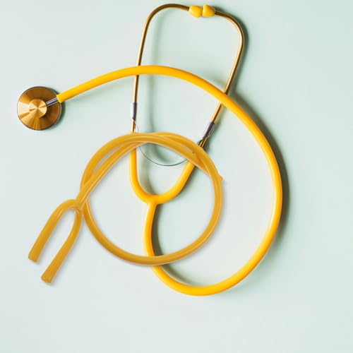 Tubo de repuesto para estetoscopio azul claro y amarillo accesorio de reparación de goma elástica 5