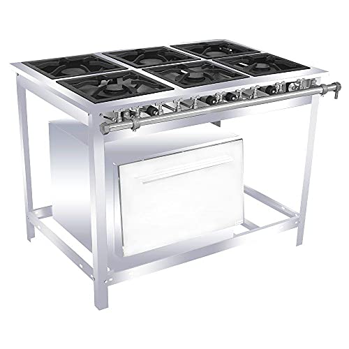 Fogão Industrial Venâncio 6 Bocas 3 Duplas a Gás Baixa Pressão Inox com Forno Ei6d3f