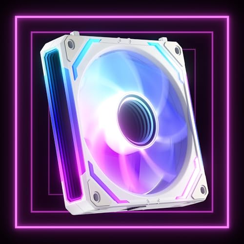 AsiaHorse COSMIQ Ventilador RGB para PC 120 mm Reverse, ARGB con conexión en cadena, espejo infinito, FDB, 2000 RPM, 68,5 CFM, 24 ledes, 4 pines PWM y 5V 3 pines con controlador Blanco.