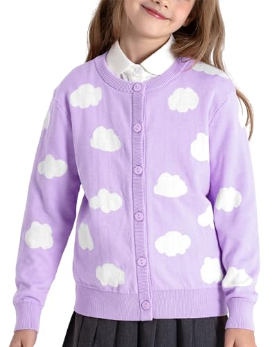 Image of BOBOYOYO Girls Cute Cardigan Cotton Girls Button Up Sweater Knit Jacket | Long Sleeve Crew Neck Kawaii Clothes for Casual School Wear