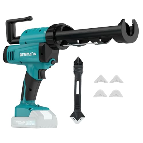 Cordless Caulking Gun, 20V Electric Caulk Adhesive Gun ONEMANA 6 Speed Anti-Drip Max 6500N Force 10oz/300ml Cartridges Caulking Tool with 2.0Ah(No Battery)