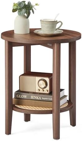 Amazon.com: VASAGLE Round Side End Table, 2-Tier Boho Bedside Table ...