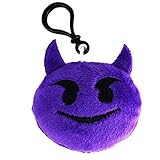  Emoji Schlüsselanhänger Smiley aus Plüsch hochwertige Emoticon Anhänger mit Karabiner-Haken von wortek Teulef lila