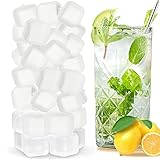 Picture of Reusable Ice Cubes for Drinks, 100 Pack Refreezable Plastic Ice Cubes BPA Free for Cocktails, Chills Drinks Without Diluting, Wine, Beer or Coffee Easy To Use