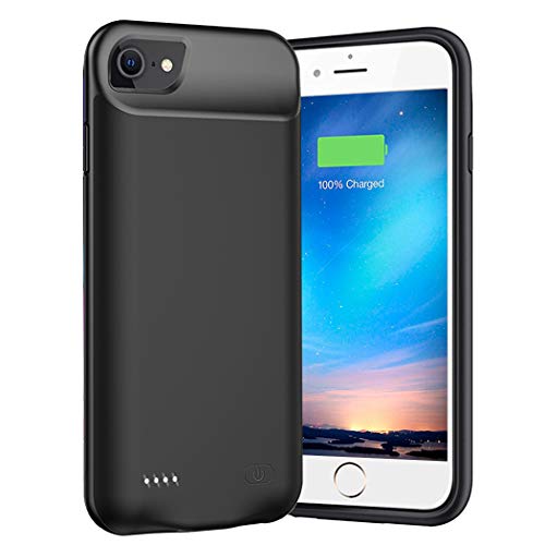 Battery Case for iPhone 8 7 6s 6 SE 2022(2nd Generation), Upgraded 6000mAh Portable Charger Case Rechargeable Battery Charging Case Compatible with iPhone SE 2022 8 7 6s 6 (4.7 inch)-Black