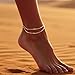 DEARMAY 14K Gold Plated Anklets for Women, Non Tarnish 14K Gold Plated Ankle Bracelets for Women Trendy Dainty Layered Cute Anklets Set Pack Waterproof Summer Beach Jewelry Fashion Gift