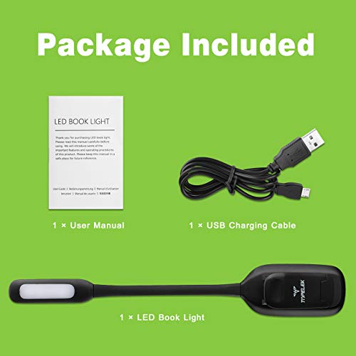 Rechargeable Book Light, TOPELEK LED Reading Light with 3-level Brightness (Cool & Warm), Flexible Easy Clip On Reading Lamp, Eye Protection , Soft Table Light for Night Reading in Bed