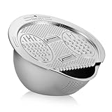 TOYANDONA Colador de Arroz de Acero Inoxidable con Base Antideslizante y Malla Fina Cuenco Multifuncional para Lavar y Escurrir Cocina Diseño Compacto y Estable