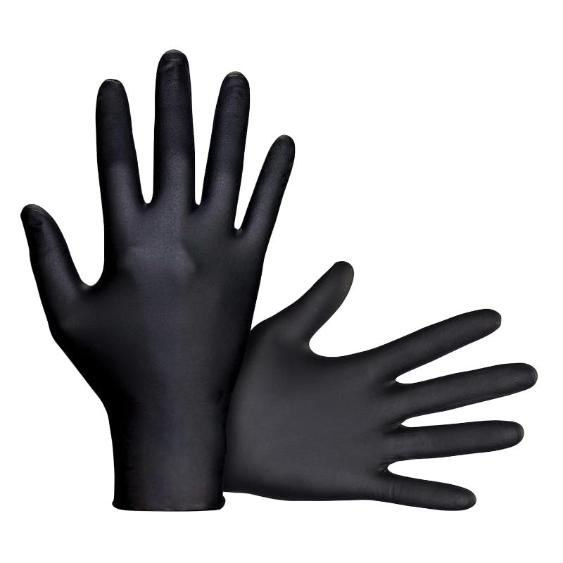 Guanti monouso in nitrile nero da 10-100 pezzi, senza lattice, in polvere, for la pulizia della cucina di casa, preparazione degli alimenti e l'uso in bagno, alta qualità(100pcs,L)